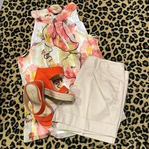 Colorful, floral, flowing with tie in back top